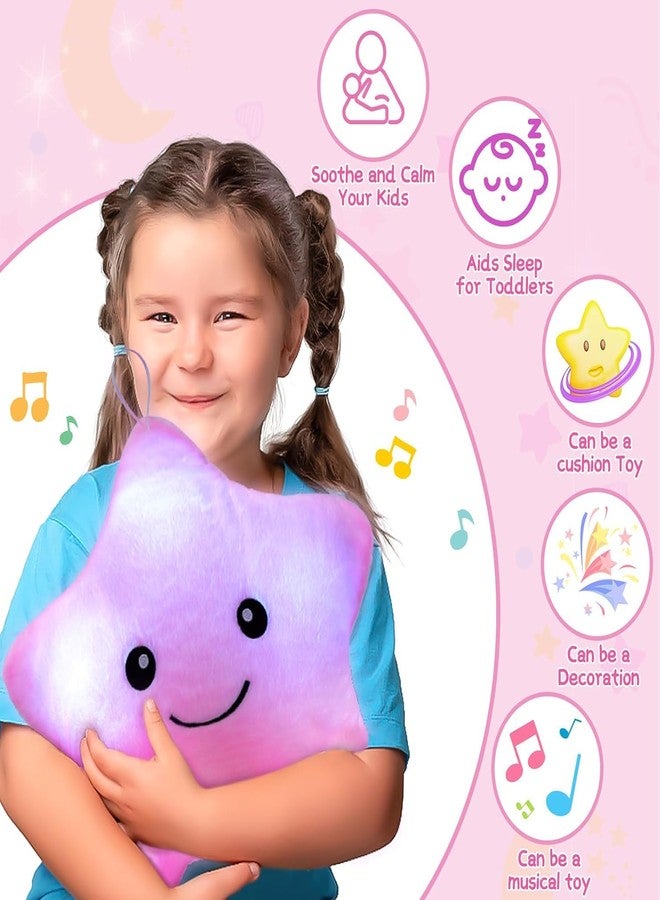 Subao Sensory Toys for Kids,14" Toddler Pillow With Light & Music,Twinkle Plush Star Night Light Cushion Autism Sensory Toys for Toddlers Age 3 4 5 6 7 8 9 10,Birthday Xmas Easter Gifts for Girls Pink - Image 3